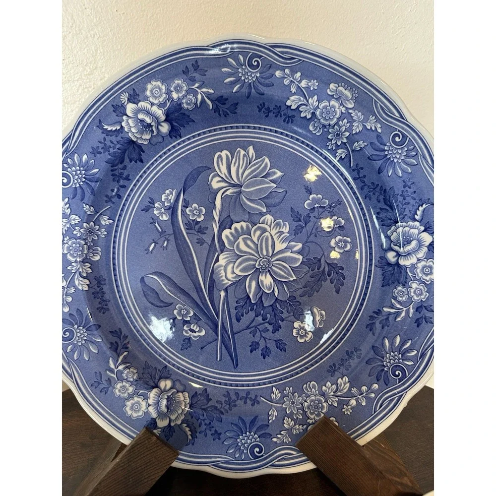 Set Of 5 Spode Blue Room Collection Dinner Plates All Floral.